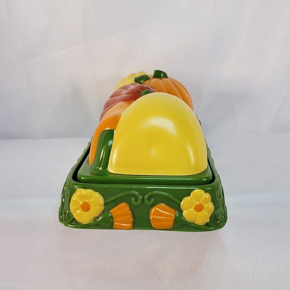 VTG Thanksgiving Fall MCM Butter Dish Retro 1960's Veggies Harvest Cottagecore - Picture 2 of 9
